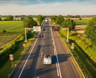 Voiture sur autoroute française pour un covoiturage longue distance